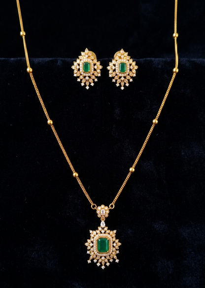 The ‘Shringara’ Emerald Halo Long Chain Set